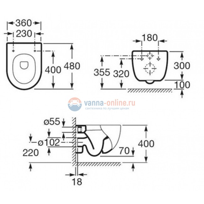 Подвесной унитаз Roca Meridian-N Compact 346248000