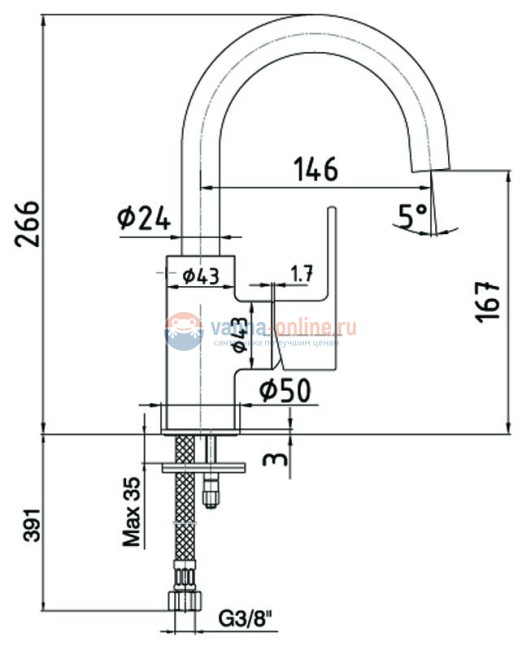 Смеситель E.C.A Nita 102188036EX для раковины