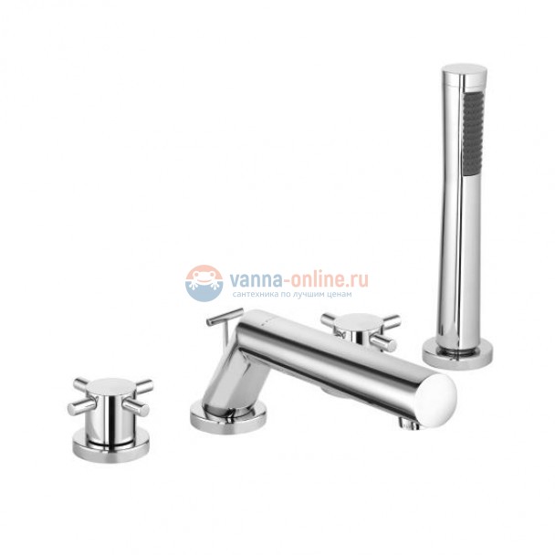 Смеситель Kludi Bozz 384240520 для ванны и душа, на 4 отверстия, ручки крестообразные