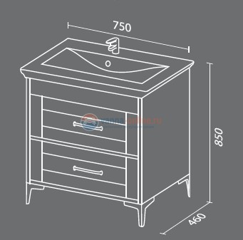 Тумба с раковиной Sanvit Прованс kprov075, 75 см напольная, рельеф пастель Тумба с раковиной Sanvit Прованс kprov075, 75 см напольная, рельеф пастель