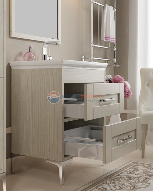 Тумба с раковиной Sanvit Прованс kprov075, 75 см напольная, рельеф пастель Тумба с раковиной Sanvit Прованс kprov075, 75 см напольная, рельеф пастель