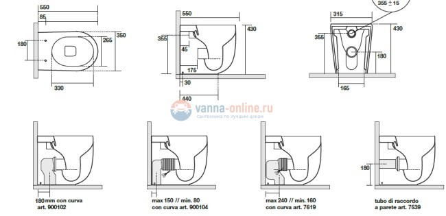 Приставной унитаз Kerasan Nolita 531881, безободковый