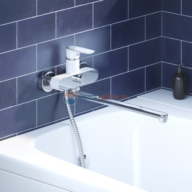 Смеситель Iddis Cloud CLOSBL2i10WA с длинным изливом, для ванны, белый/хром