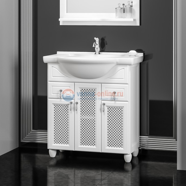 Тумба с решёткой под раковину Opadiris ТИБЕТ 85, белый матовый
