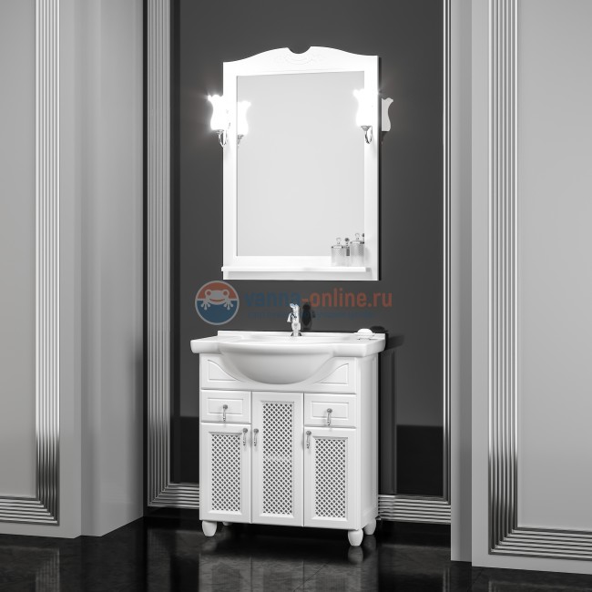 Тумба с решёткой под раковину Opadiris ТИБЕТ 85, белый матовый