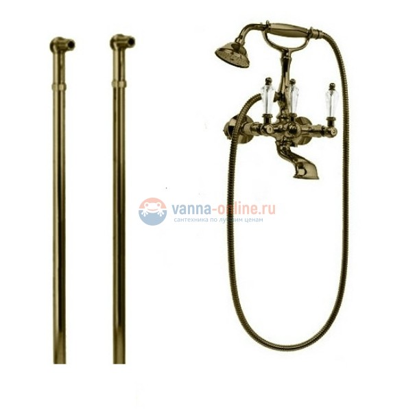 Смеситель Cezares DIAMOND-VDP-02-Sw для ванны и душа, напольный, бронза, ручки Swarovski