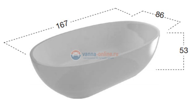 Ванна Antonio Lupi Reflex отдельностоящая 167 х 86 х 53 см