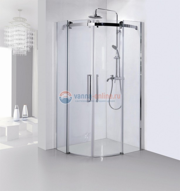 Душевой уголок Bravat Wave BS090.1202S, 90 x 90 x 200 см, двери раздвижные, стекло прозрачное, хром