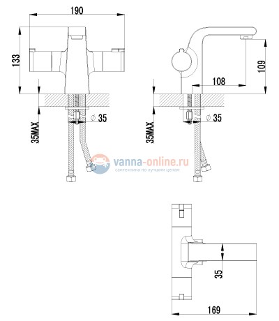 Смеситель Lemark Yeti LM7836C для умывальника термостатический Смеситель Lemark Yeti LM7836C для умывальника термостатический