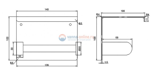 Бумагодержатель с полкой Rush Edge ED77141 Black, черный