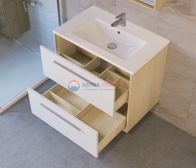 Тумба под раковину Raval Frame 75 Fra.01.75/P/DS, подвесная, дуб сонома Тумба под раковину Raval Frame 75 Fra.01.75/P/DS, подвесная, дуб сонома