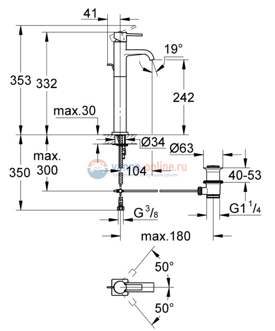 Смеситель Grohe Allure 32760000 для раковины Смеситель Grohe Allure 32760000 для раковины