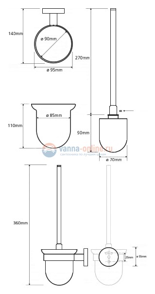 Ершик Bemeta Trend-i 104113018 9.5 x 14 x 36 см, хром, белый Ершик Bemeta Trend-i 104113018 9.5 x 14 x 36 см, хром, белый