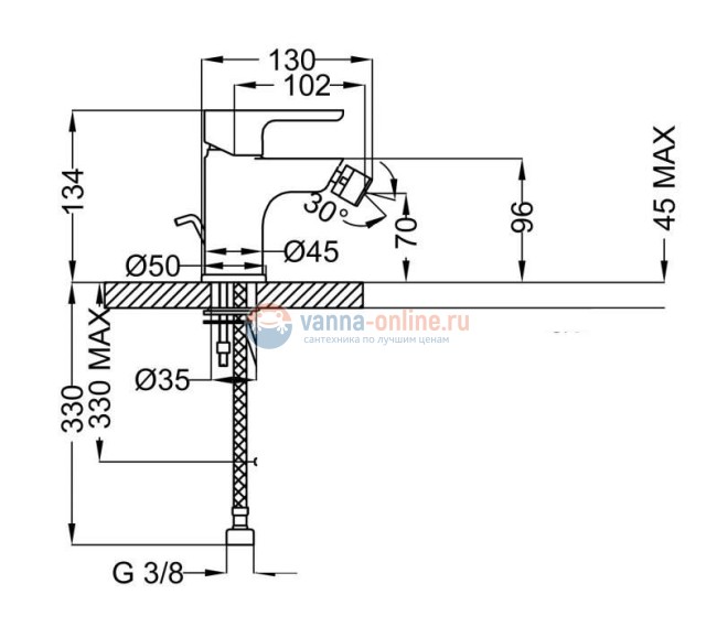 Смеситель для биде Cezares Dolce DOLCE-BSM1-01-W0
