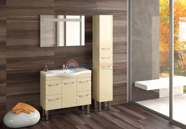 Тумба с раковиной Sanvit Прима kprim090, 90 см напольная, каштан светлый Тумба с раковиной Sanvit Прима kprim090, 90 см напольная, каштан светлый