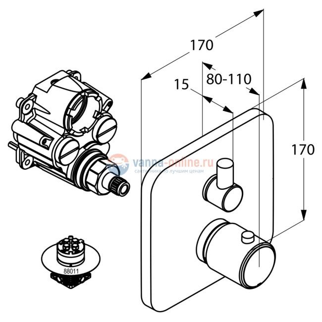 Смеситель Kludi E2 498350575 для душа с термостатом
