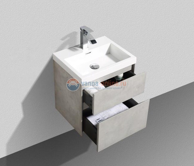 Тумба под раковину Belbagno Pietra Mini PIETRA MINI-500AS-2C-SO-SCM 50 см, серый (Stucco Cemento)