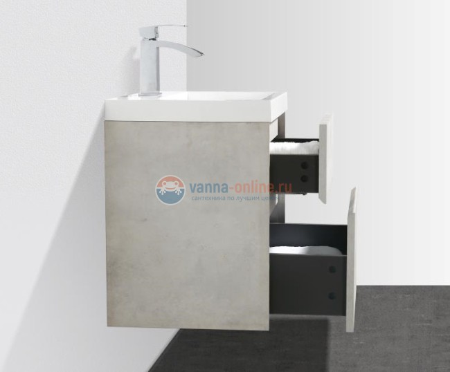 Тумба под раковину Belbagno Pietra Mini PIETRA MINI-500AS-2C-SO-SCM 50 см, серый (Stucco Cemento)