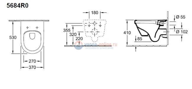 Подвесной безободковый унитаз Villeroy&Boch Architectura DirectFlush 5684 R001 Подвесной безободковый унитаз Villeroy&Boch Architectura DirectFlush 5684 R001
