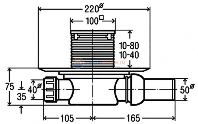 Трап Viega Advantix 583217, 100 x 100 мм, с сухим затвором, рамка пластик Трап Viega Advantix 583217, 100 x 100 мм, с сухим затвором, рамка пластик