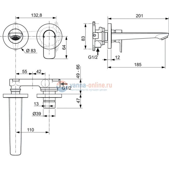 Настенный смеситель для раковины Ideal Standard CONNECT AIR A7029GN