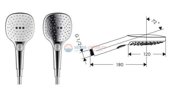 Ручной душ Hansgrohe 26521000 Raindance Select 120 Air, цвет хром Ручной душ Hansgrohe 26521000 Raindance Select 120 Air, цвет хром