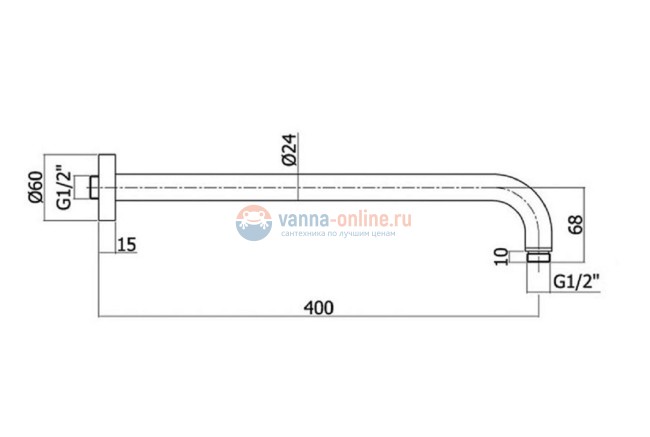 Кронштейн для верхнего душа Paffoni Lusso ZSOF034NO 40 см, цвет черный матовый