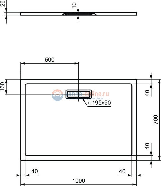 Душевой поддон 1000x700x25 мм Ideal Standard T4475V1 ULTRAFLAT NEW