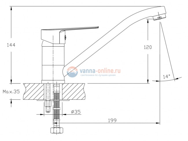 Смеситель для кухни Rush Disco DI6935-25, хром Смеситель для кухни Rush Disco DI6935-25, хром