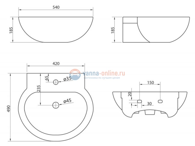Чаша раковины BelBagno Sabrina BB122L Чаша раковины BelBagno Sabrina BB122L