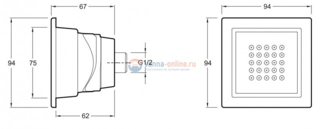 Форсунка Jacob Delafon Watertile E3878-CP квадратная
