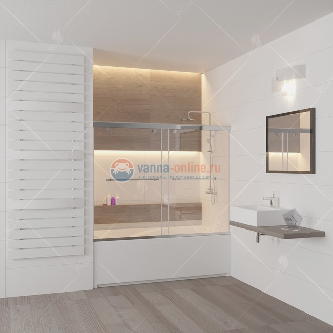 Шторка на ванну RGW SC-66, 01116615-11, 150 x 150 см стекло прозрачное, хром