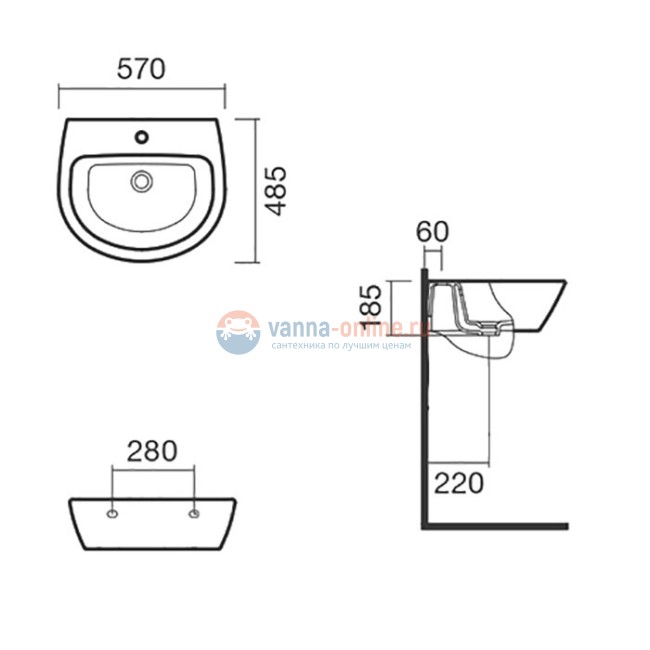 Раковина подвесная 57 Sanitana KAPA - POP ART