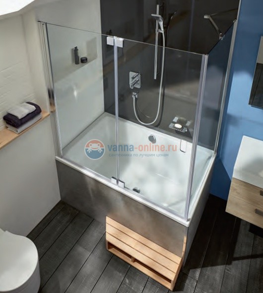 Фронтальный экран + боковой для ванны Jacob Delafon Pannolux для Capsule 120 и 140 отделка дерево, E6D133-D27