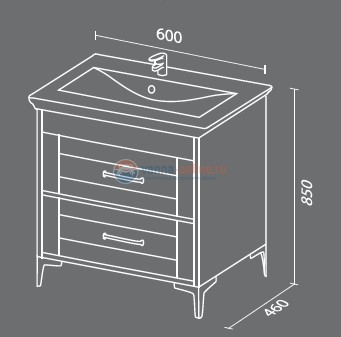 Тумба с раковиной Sanvit Прованс kprov060, 60 см напольная, рельеф пастель