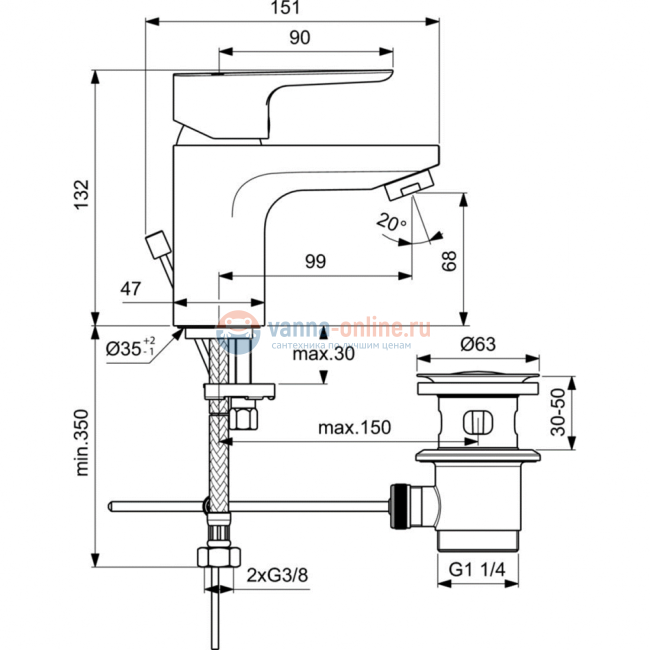 Смеситель для раковины Ideal Standard CERAPLAN III SLIM BC559AA Смеситель для раковины Ideal Standard CERAPLAN III SLIM BC559AA