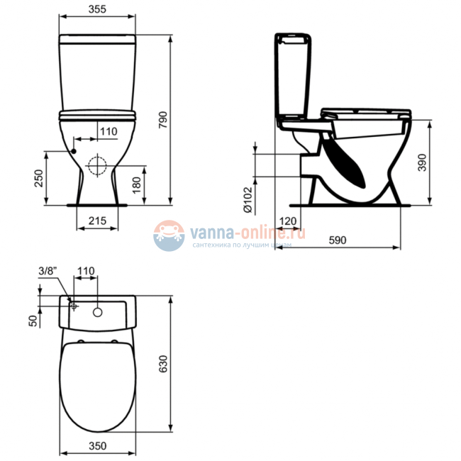 Напольный унитаз-компакт Ideal Standard EUROVIT V337101