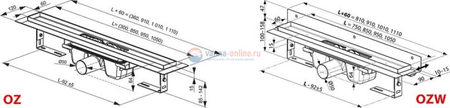 Душевой канал Ravak OZ Chrome X01427, 85 см