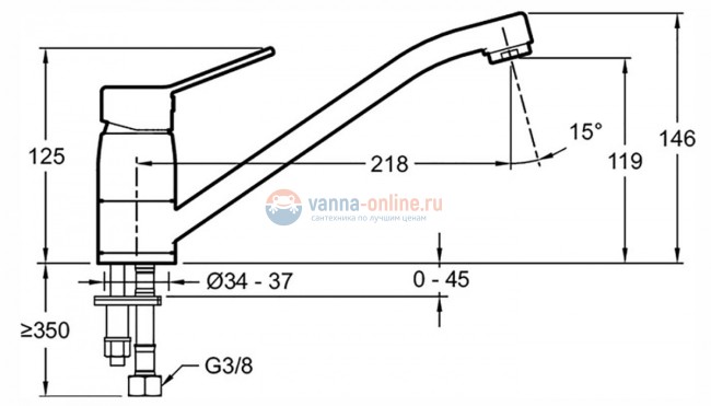 Смеситель Jacob Delafon EO E24161RU-CP для кухонной мойки, хром