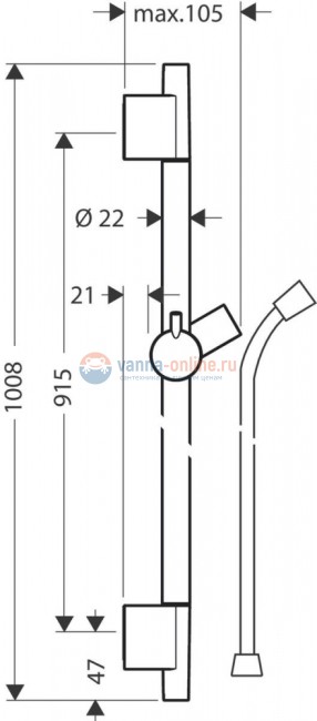 Штанга для душа Hansgrohe Unica’S Puro 90 см, 28631670, черный матовый Штанга для душа Hansgrohe Unica’S Puro 90 см, 28631670, черный матовый