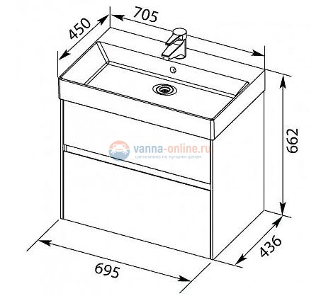 Тумба под раковину Aquanet Бруклин 70 00203959, цвет- белый