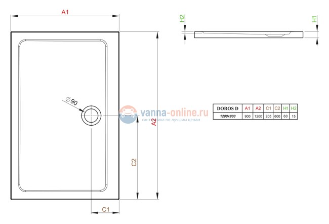 Поддон для душа Radaway Doros D 90 x 120