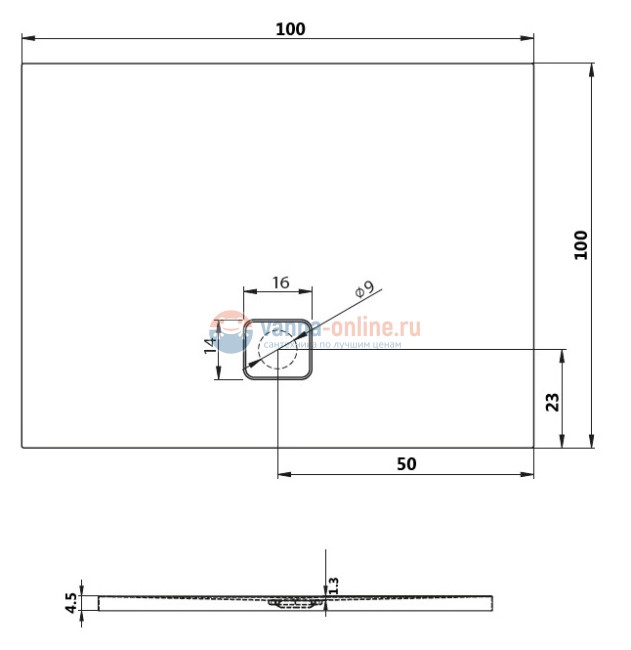 Душевой поддон Riho Basel 430 100 x 100 см DC341600000000S акриловый, квадратный, цвет черный глянцевый
