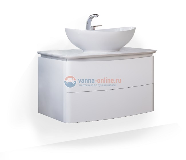 Тумба под раковину Raval Moon 75, Moo.01.75/P/W, подвесная, белая