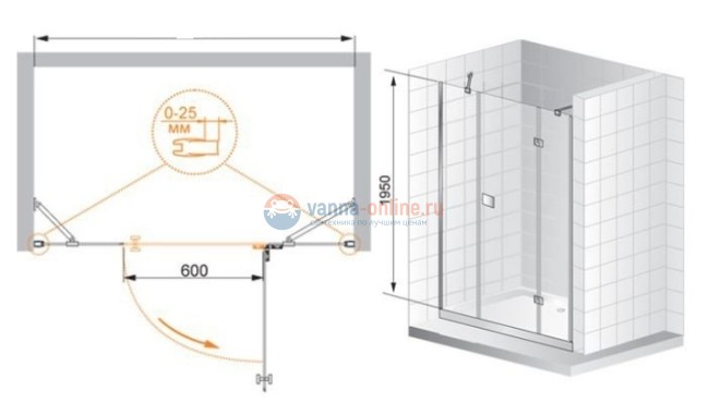 Душевая дверь Cezares MAGIC-B-13-60+60/30-C-R правый Душевая дверь Cezares MAGIC-B-13-60+60/30-C-R правый