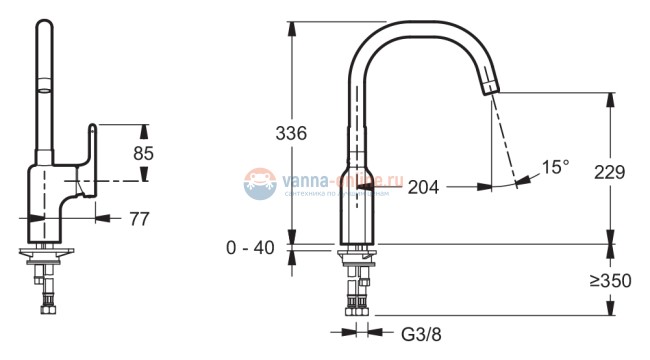 Смеситель Jacob Delafon Singulier E10877 для кухни