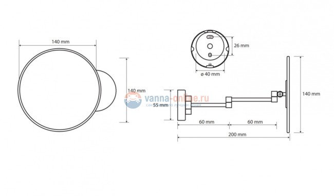 Косметическое зеркало Bemeta Omega 112101521 14 x 22 x 14 см, без подсветки, хром