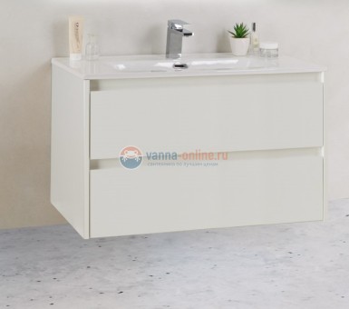 База под раковину BelBagno KRAFT 39-800/390-2C-SO-BO 80 cм подвесная с 2 ящиками, Bianco Opaco