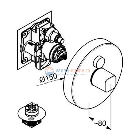 Смеситель Kludi Push 386020538 для душа, внешняя часть, круглый, кнопка сверху