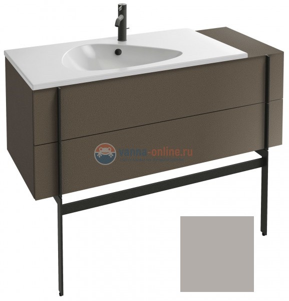 Тумба под раковину Jacob Delafon Nouvelle Vague 120 EB3033-N21, 2 ящика, с выступом, цвет - серый титан глянцевый